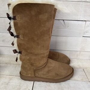 UGG Bailey Bow Tall II Women's Boot, Size 10 - Chestnut Fast Shipping